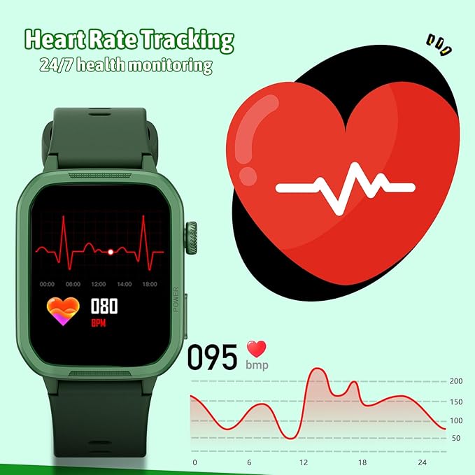 Smart Watch for Kids No Phone Needed, Tempered Glass Fitness Tracker Boy Teens with 19 Sport Modes, Pedometer, Sleep Monitor, Kids Watch Birthday Gifts Toy Gift for Girls Boys 6-16 (Green)