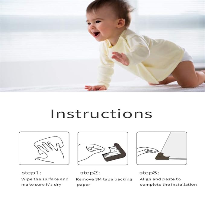 DYKESON Soft Corner Protector, Baby Safety Cushion, Corner Bumpers for Furniture, Corner Proofing for Baby, Corner Cushion, Table Edge Protector, Baby Proofing Edge, Corner Guards, 12 Pack, Brown