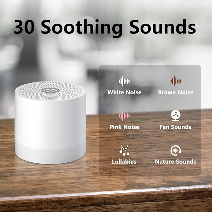 Portable Sound Machine Mini White Noise Machine with 30 Soothing Sounds for Newborn Baby Kids Adults Rechargeable Sleep Brown Noise Machine 4 Timers Memory Function for Travel Camping Home Office