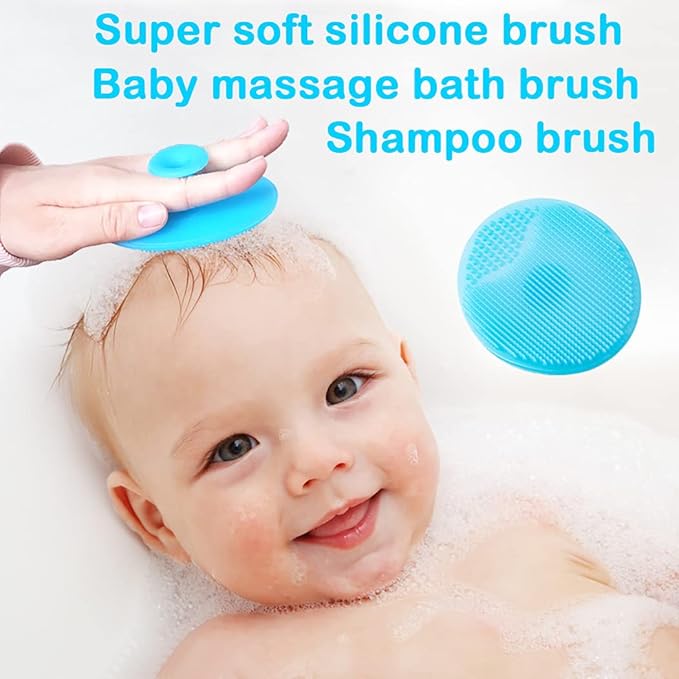 Baby Hair Brush &Silicone Baby Cradle Cap Brush Set, for Newborns & Toddlers-Natural Soft Goat Bristles-Ideal for Cradle Cap-Perfect Baby Registry Gift (Pink)