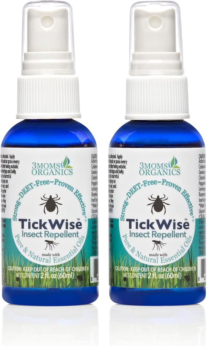 3 Moms Organics, TickWise 2oz Extra Strength Happy Campers 2-Pack - DEET- Free, Tick and Insect Repellent, Plant Based Essential Oils, All Natural Ingredients, Safe for Kids, Adults, Dogs & Horses