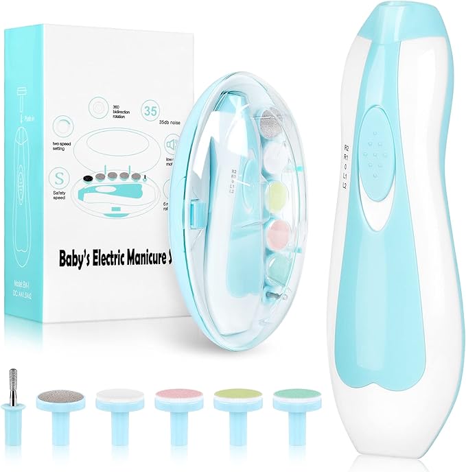 Baby Nail Trimmer Electric,Baby Nail Clippers, 6 in 1 Baby Nail File,Nail File Baby Grooming Kit Manicure Set for Toddler or Adults