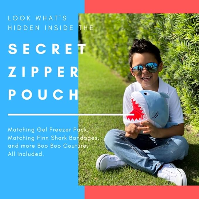 Plush Aid Kit for Home - First Aid Kit for Kids - Toddler First Aid Kit - Mini Boo Boo Kit – Mini Emergency First Aid Classroom – Finn Shark Plush Bag