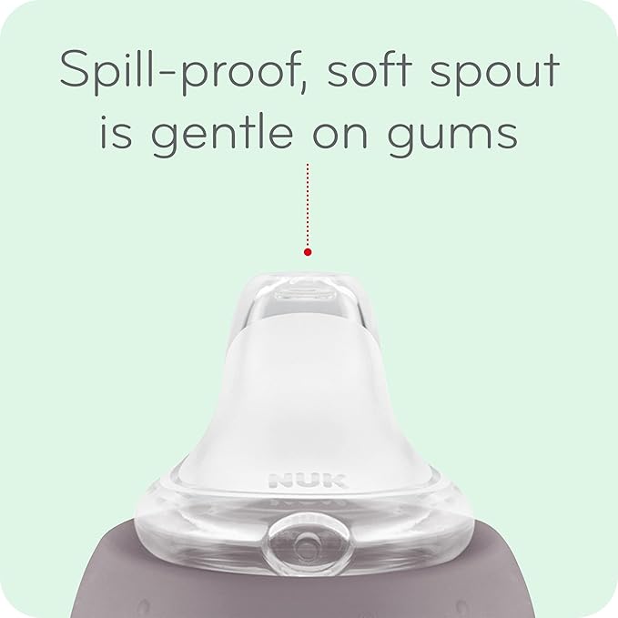 NUK Learner Cup, 8+ Months, Fun Fruits and Animals, Amazon Exclusive Collection, 10 Oz, Pack of 2, BPA-Free, Soft Spout, Spill Proof Sippy Cup