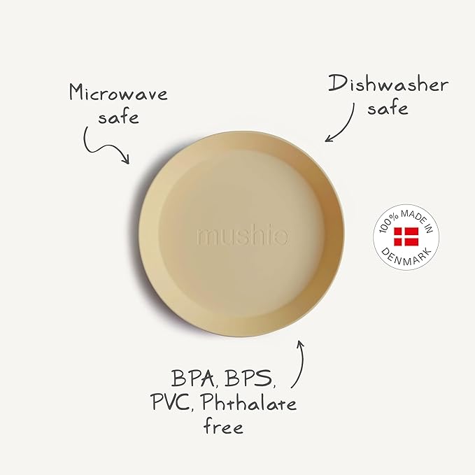 mushie Round Dinnerware Plates for Kids | Made in Denmark, Set of 2 (Powder Blue)