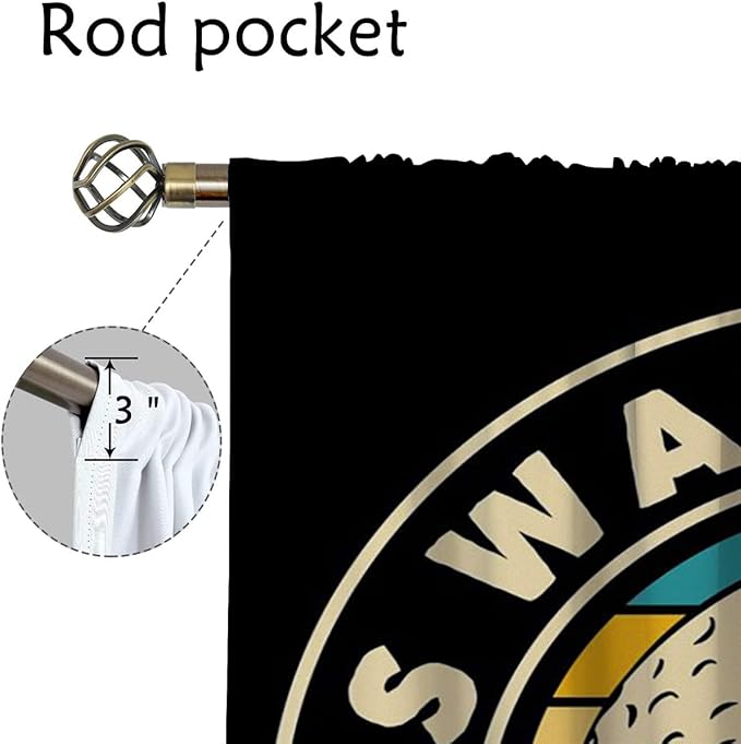 Golf Blackout Curtains for Boy Girl Room Darkening Decor,Sport Theme and White Motto Dark Background Bedroom Living Room Home Rod Pocket Thermal Insulated Window Curtain/Drapes Panel,72x63 Inch…