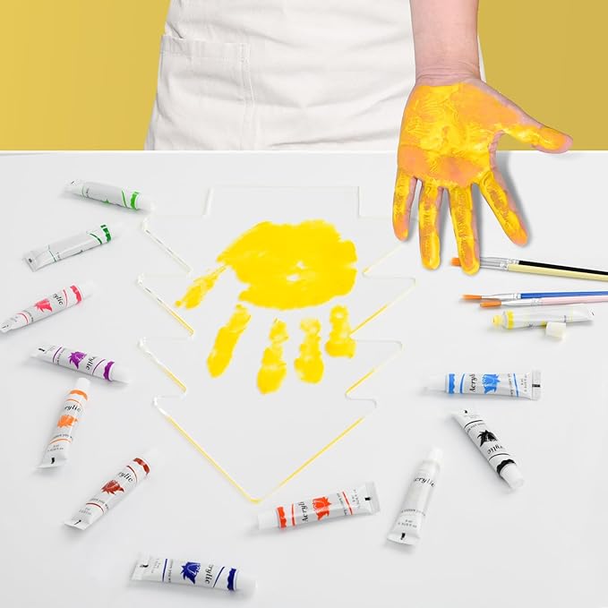 Cepairng 4-Layer Christmas Tree Family Handprint Kit with Light,New Parents Gift for Couples,Baby Shower Gifts for Mom Dad,First Birthday Gifts for Girls Keepsake Boys Personalized(Wood Color)