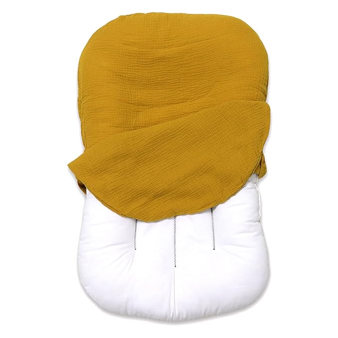 Hooyax Muslin Baby Lounger Cover Soft Organic Cotton Slipcover Fits Newborn Lounger for Baby Boys and Girls (Ginger)