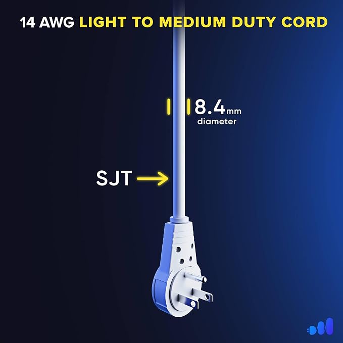 Maximm Cable 2 Feet 14Awg 360° Rotating Flat Plug Extension Cord/Wire, 3 Prong - Image 5
