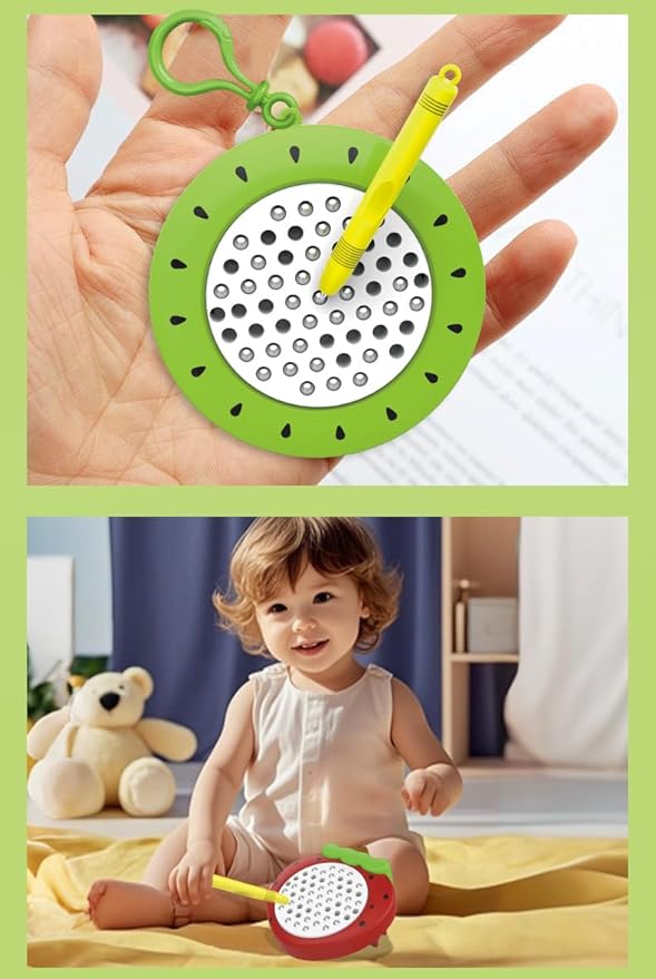 1PCS Kiwi Magnetic Drawing Board for Kids & Toddlers with Beads and Magnet Stylus Pen - Magnetic Travel Toy for Airplane & Car Ride Activities for Kids