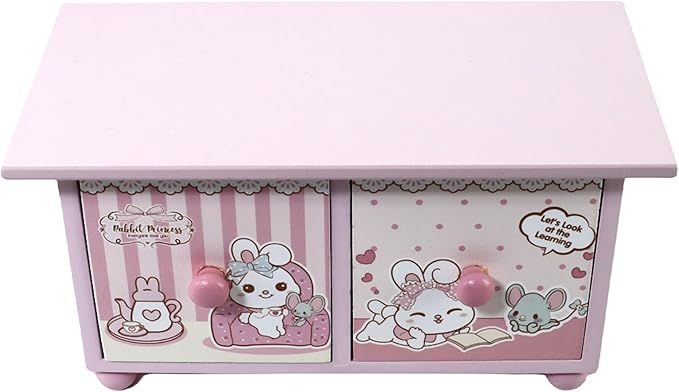 Girl Jewelry Box Pink Cute bunny Tabletop Storage Box Little girl birthday christmas Gift kids jewelry box Organizer