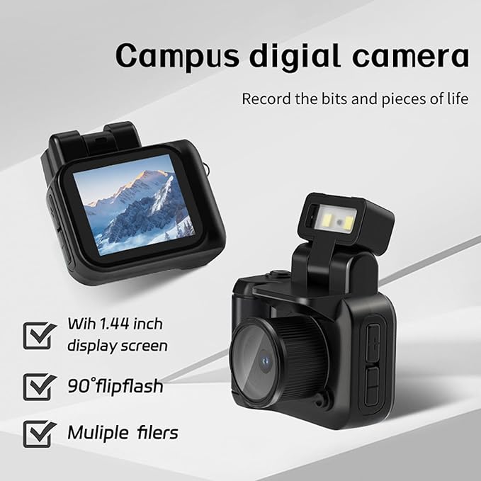 Mini Action Camera 1080P with 32GB Card Mini Vintage Camera Graduation Gifts Pocket Wearable Body Camera Campus Digital Camera Gifts for Girl