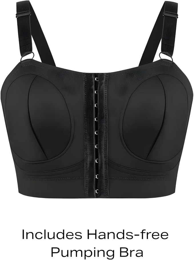 Zomee Z2 Double Electric Breast Pump - Shabbat Mode Edition - Portable, Hands Free Pumping Hospital Grade Wearable Breast Pump Including; Black Bamboo Pumping Bra (2XL)