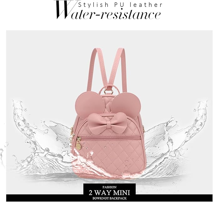 KL928 Girls Bowknot Polka Dot Cute Mini Backpack Small Daypacks Convertible Shoulder Bag Purse for Women