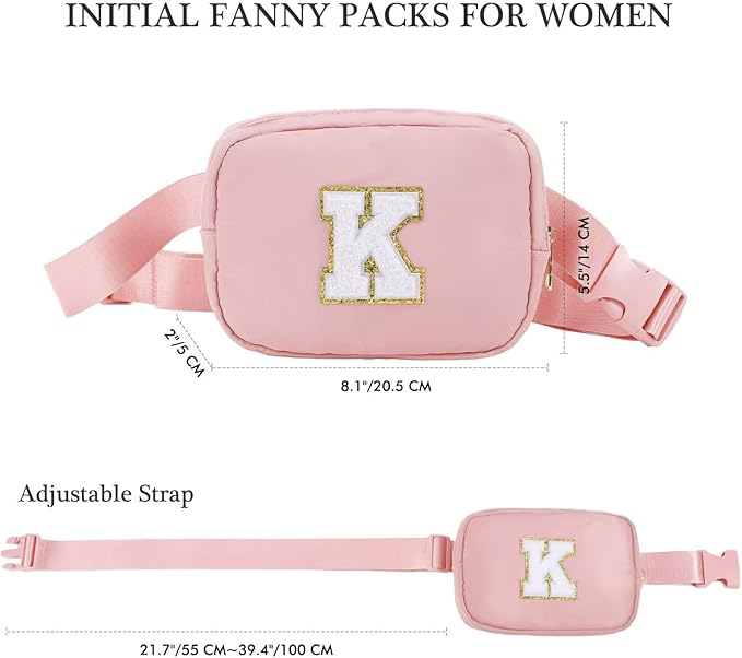 YOOLIFE Birthday Gifts for Women - 30th 40th 50th 60th 70th Birthday Gifts for Mom Daughter Her Friend Sister Girlfriend, Personalized Gifts Christmas Gifts, Initial Belt Bag Crossbody Bags, Pink S