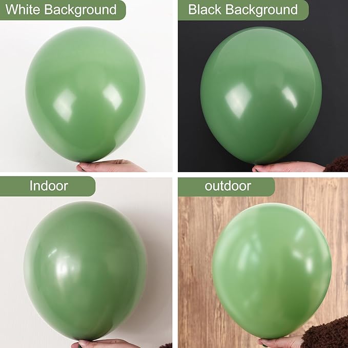RUBFAC 129pcs Vintage Green Balloons Different Sizes 18 12 10 5 Inches Sage Green Latex Balloon Garland Arch for Masquerade Party Decorations Birthday Baby Shower Wedding Party Supplies