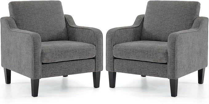 VINGLI Accent Chairs Set of 2 for Living Room, Light Grey Mid Century Modern by VINGLI