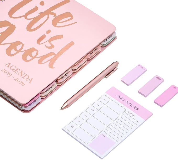 Votum August 2025 to January 2027 Large Back to School Academic Planner- Daily, Weekly & Monthly Organizer with Pens, Stickers, Sticky Notes, and a Sturdy Cover - Life is Good