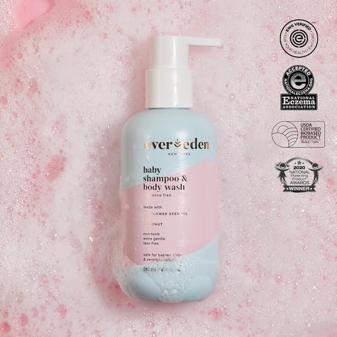 Evereden Baby Shampoo & Body Wash 2-in-1, 8.5 fl oz | Gentle, Non-Toxic, Fragrance-Free, Hydrating Formula for Sensitive Skin