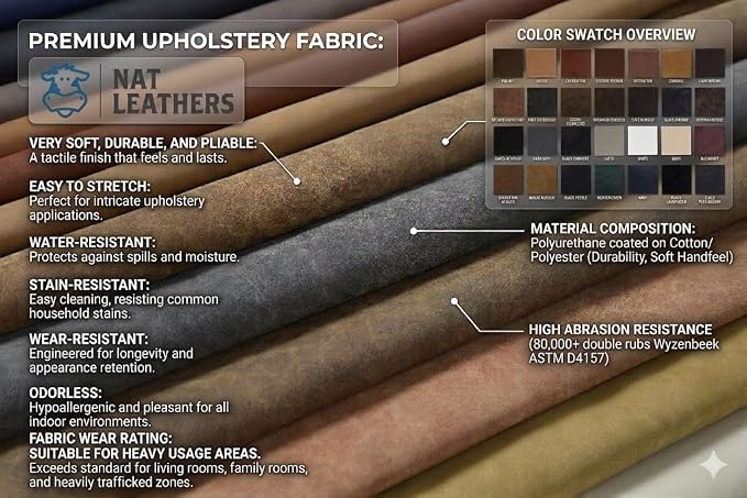 NAT Leathers | Black Soft Faux Vegan Leather PU | 1 Yard Cut by The Yard | - Image 3