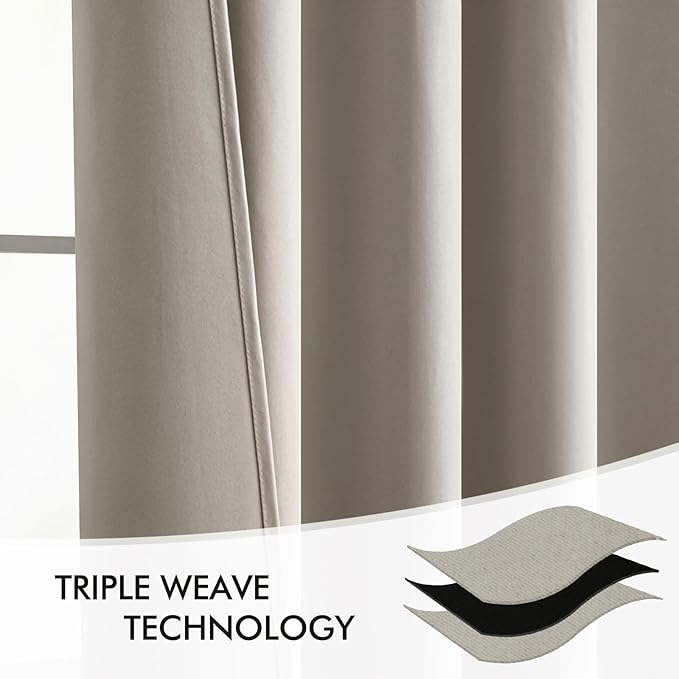 MIULEE Stone Back Tab Blackout Curtains 63 Inch Length 2 Panels Set for Living Room Bedroom Privacy, Rod Pocket/Pinch Pleat Thermal Insulated Room Darkening Pleated Light Blocking Drapes