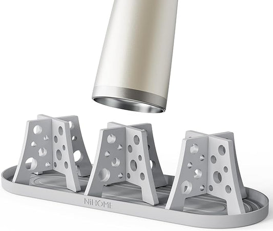 NiHome Silicone Water Bottle Drying Racks Set of 3 with Drip Tray,Cheese Style for Faster Drying,Bottle Dryer Racks Fit for Stanley YETI Cups Owala Sports Bottle Baby Bottle Thermoses Mugs