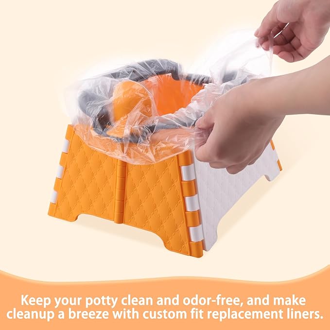 Portable Potty for Toddler Travel, Kids Travel Potty Training Chair with Travel Bag, Baby Potty Training Toilet for Outdoor and Indoor Easy to Clean(Orange) by Yszawmx, Includes 30 Replacement Bags