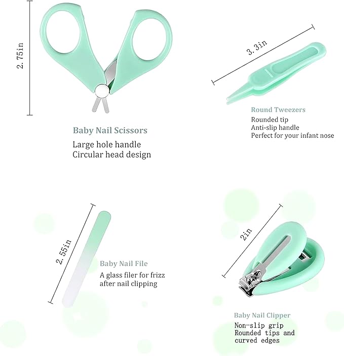 Baby Nail Trimmer Electric-12 in 1 Baby Nail Clippers Safe Baby Nail File Kit with a Nail Clipper, Scissor, Tweezers, and Nail Files