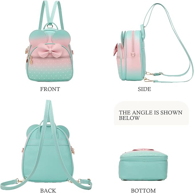 KL928 Girls Bowknot Polka Dot Cute Mini Backpack Small Daypacks Convertible Shoulder Bag Purse for Women