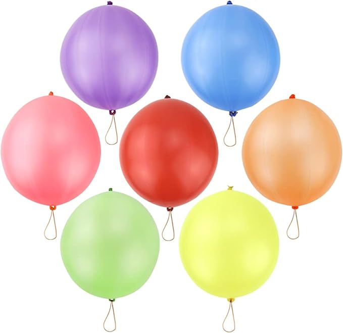 RUBFAC 36 Punch Balloons Punching Balloon Heavy Duty Party Favors For Kids, Bouncy Balls with Rubber Band Handle for Birthday Party, Goodie Bag, Stocking Stuffers for Kids