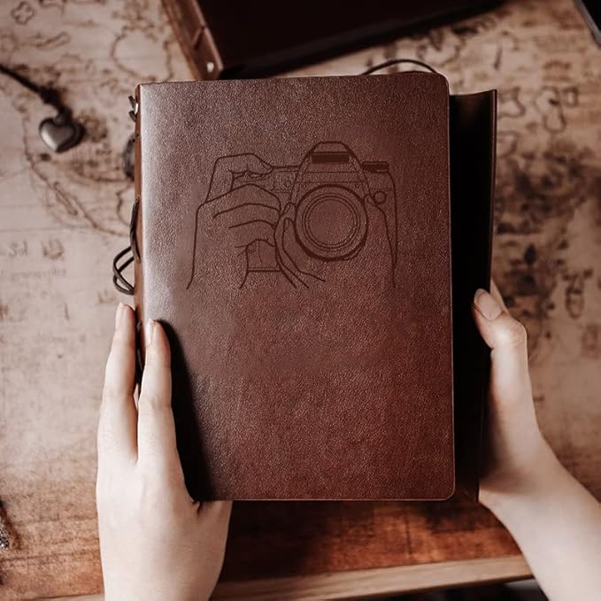 Photo Album 4x6 160 Photos, Leather Photo Albums with Writing Space With 30 Writing Paper, Travel Family Wedding Kids Graduation Ultrasound Baby Picture Album Scrapbook Photo Album