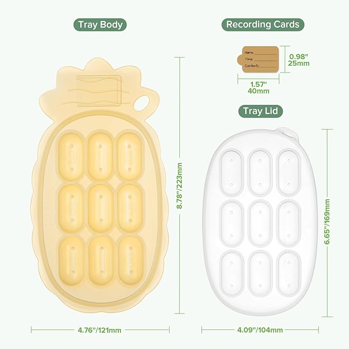 Haakaa Silicone Nibble Freezer Tray -Breastmilk Teething Popsicle Mold - Baby Fruit Food Feeder Teether Tray - Baby Food Maker - Ice Cube Tray - 4 Months+ Babies - BPA Free -Banana