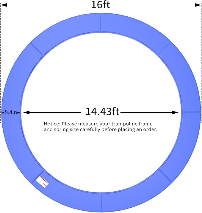 16FT/15FT/14FT/12FT/10FT Trampoline Safety Pad Replacement, Round Trampoline Spring Protection Cover, Fits 16FT/15FT/14FT/12FT/10FT Frames, Water-Resistant Trampoline Accessories