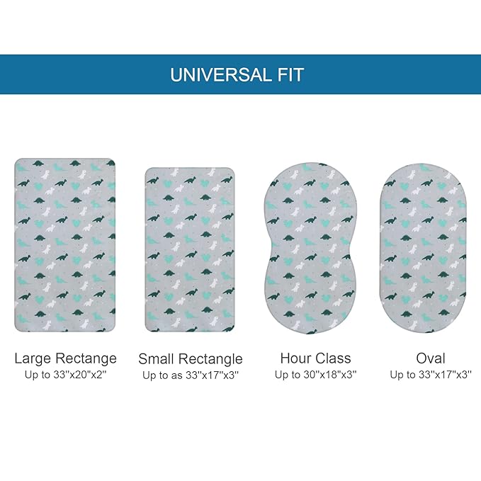 Bassinet Sheet 4 Pack for Baby Boys or Girls, Bassinet Sheets Ultra Soft Universal Fit for Most Rectangle, Oval, Hourglass Bassinet Mattress, Bassinet Sheets, Grey