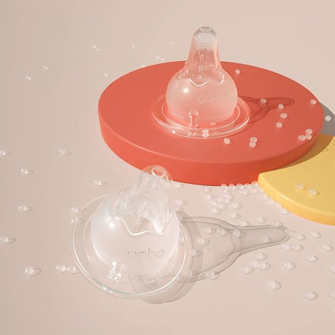 YOHKOH Natural Glass Baby Bottle with Natural Response Nipple, Newborn Anti-Colic Baby Bottles, Wide Neck Mushroom Cap Baby Bottle, Clear (Blue, (8.8oz (Pack of 4))