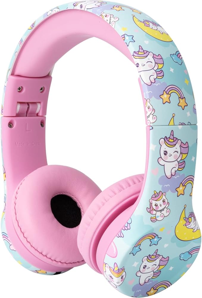 Snug Play+ Kids Headphones – Volume Limited 93dB for Safe Listening – Foldable, Durable Headphones for Toddlers, Boys & Girls – Tangle-Free Cord – Ideal for Travel, School, Tablets - Unicorns