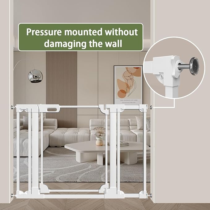 Clear Baby Safety Gate for Stairs,29"-48" Wide, 30" Tall Pressure Mounted Acrylic Pet Gate, Easy Walk Through Auto Close Child Gate for Doorways and House,29.52-47.24"