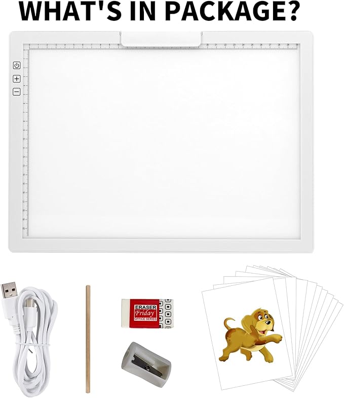 KOBAIBAN Wireless A4 LED Light Pad with Innovative Stand, Top Clip, Stepless/ 6-Level Dimmable Brightness Rechargeable tracing Light Box/Board for Cricut Weeding Vinyl, Diamond Painting, HTV (White)