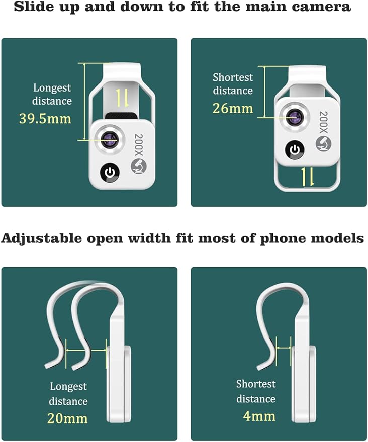 Phone Microscope with CPL Lens/LED Light,200X Pocket Microscope with Universal Phone Clip Compatible with iPhone/Andriod Phone-The Best Portable Microscope to Enjoy Microworld for Kids and Adults