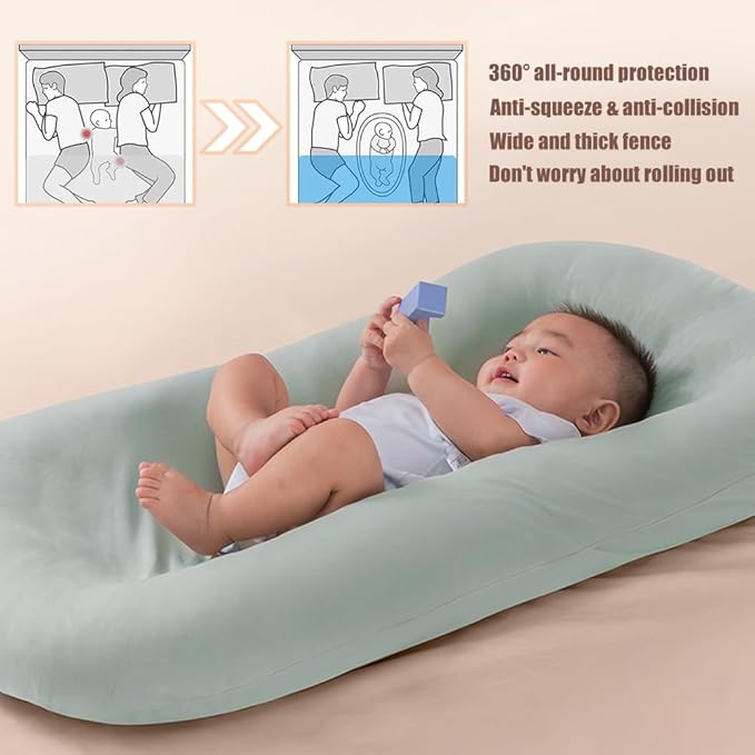 Baby Lounger, Baby Lounger for Newborn 0-12 Months, Portable Infant Lounger Soft Cotton Breathable for Home & Travel (Beige)