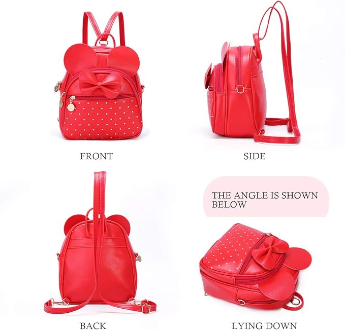 KL928 Girls Bowknot Polka Dot Cute Mini Backpack Small Daypacks Convertible Shoulder Bag Purse for Women