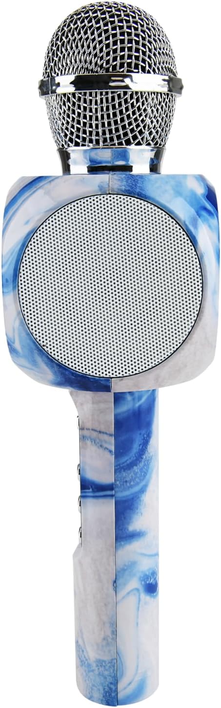 Sing-Along Bluetooth Karaoke Microphone and Bluetooth Stereo Speaker, Swirl Edition, All-in-One (Swirl Blue)