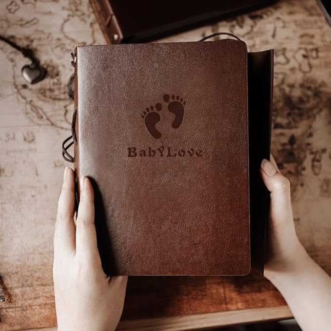 Photo Album 4x6 160 Photos, Leather Photo Albums with Writing Space With 30 Writing Paper, Travel Family Wedding Kids Graduation Ultrasound Baby Picture Album Scrapbook Photo Album