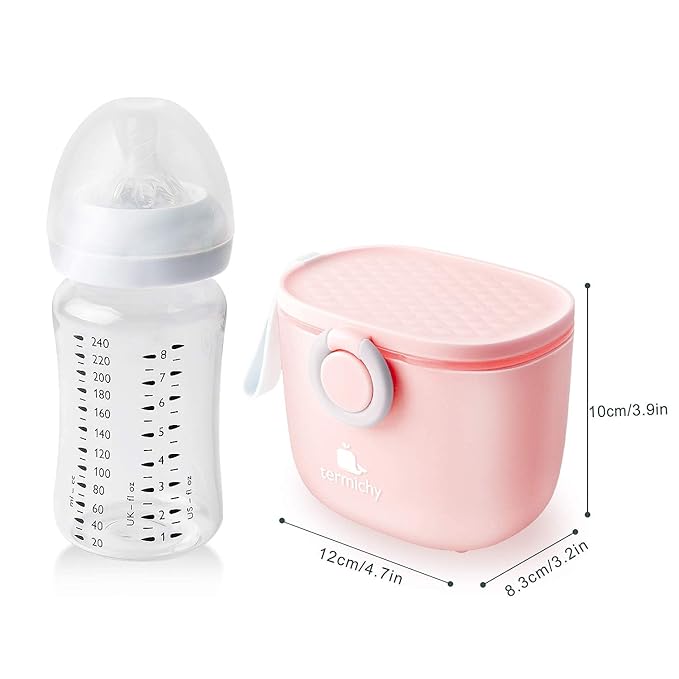 Termichy Baby Formula Dispenser, Portable Milk Powder Dispenser Container with Carry Handle and Scoop for Travel Outdoor Activities with Baby Infant, 8.8OZ, 0.55LB, 250g, 500ml (Pink)