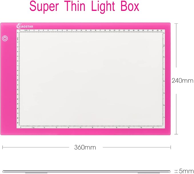 Light Box Drawing A4,Tracing Board with 3 Brightness Adjustable for Artists, Animation Drawing, Sketching, Animation, X-ray Viewing (Red)
