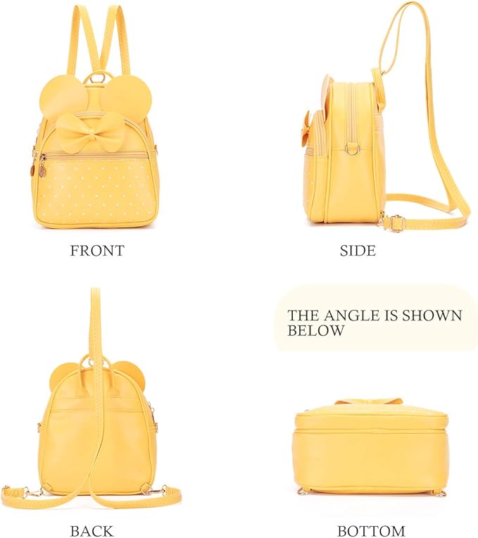 KL928 Girls Bowknot Polka Dot Cute Mini Backpack Small Daypacks Convertible Shoulder Bag Purse for Women