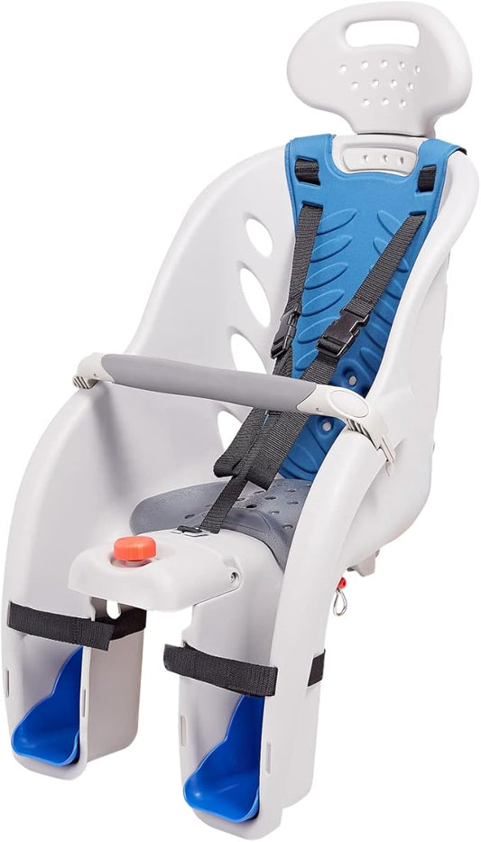 Schwinn Deluxe or Ovation Child Bike Carrier, Seats one Kid Ages 1+, Frame Mount, Adjustable Safety Harness, Quick Release Design, Comfortable Padding, Rear-Mounted Child Bike Seat for Toddler