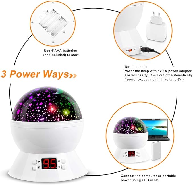MOKOQI Star Night Light Projector for Kids with Timer - Glow in The Dark Stars and Moon, Best Gift for 1-14 Years Old