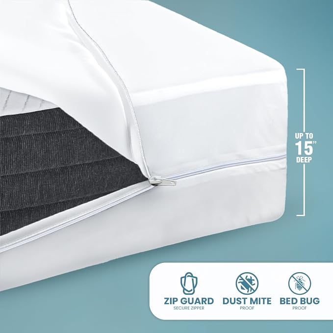 Utopia Bedding Mattress Protector Zippered Super Queen Size, 100% Waterproof - Image 9