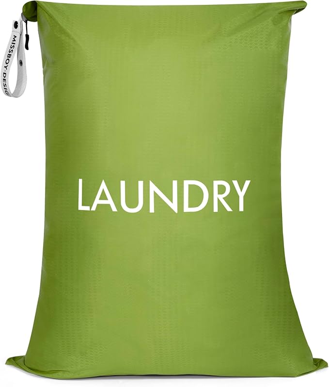 MissBoy Laundry Bag, Nylon Dirty Clothes Storage Bag, Splash-proof Travel Camping Laundry Bags with Zip, Lightweight Foldable Swimming Dry Wet Bag